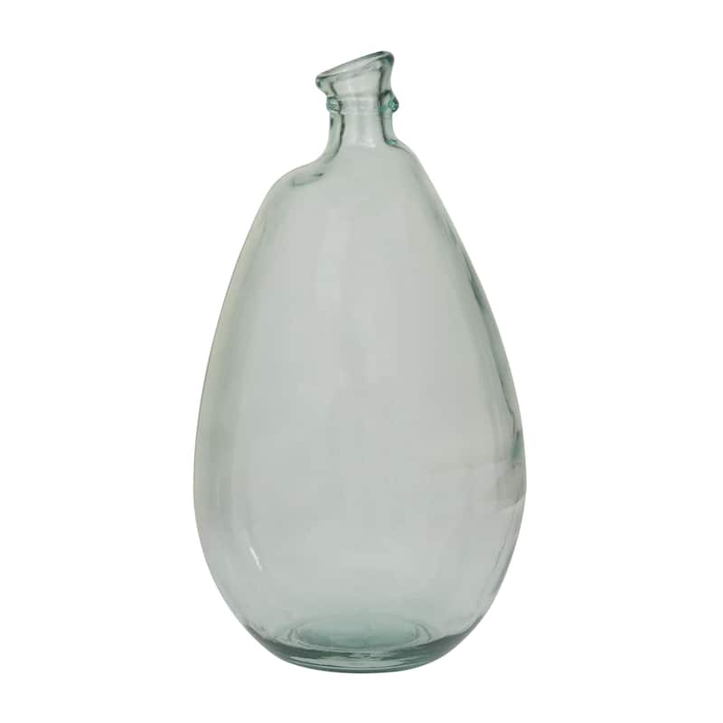Recycled Glass Abstract Handmade Curved Spanish Bottle Decorative Vase - Green, Blue, Clear, Brown - Roche River Decor - Blue - 10"W, 18"H