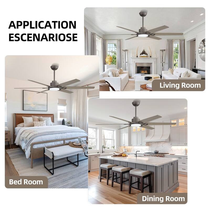 MLiAN 64 in 6 Playwood Blades Dc Motor Indoor Downrod Standard Ceiling Fan With Remote - 64''