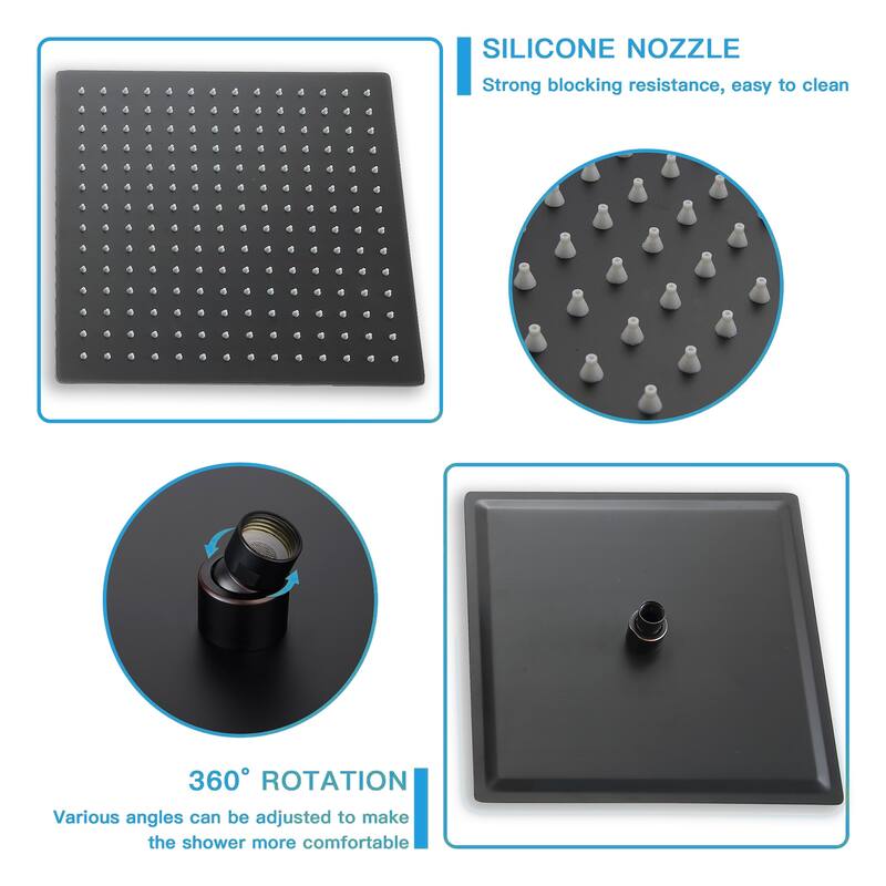 Topcraft 12-inch Ceiling Mount Square Shower System with Rough-in Valve - 12*12