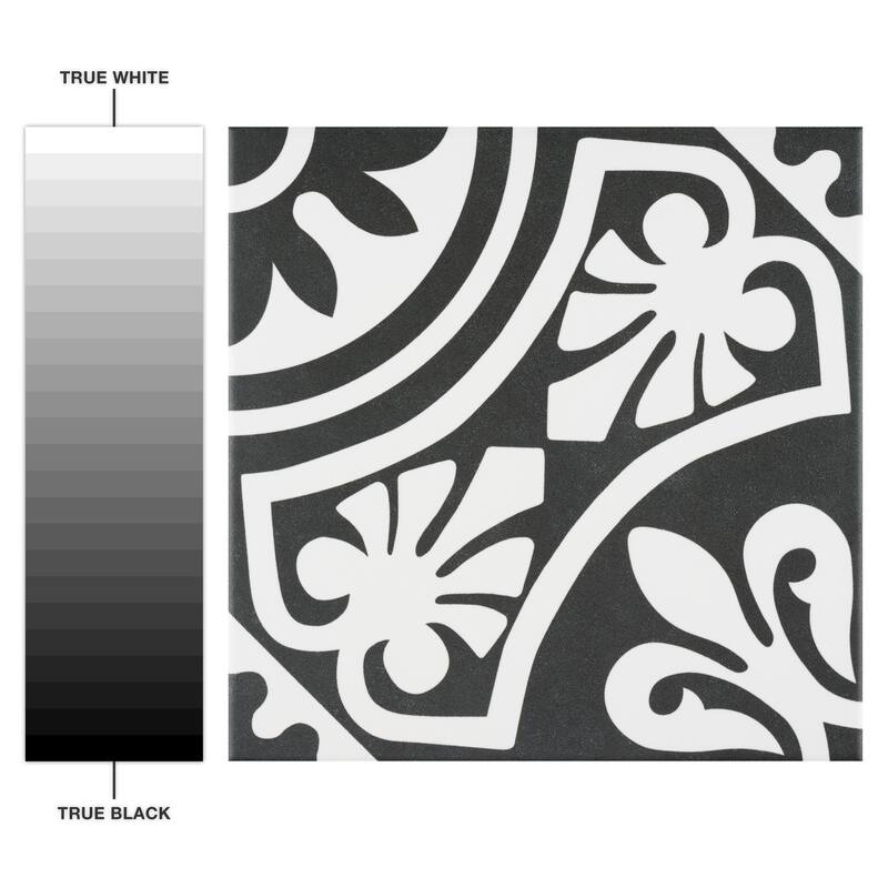 Merola Tile Majestic Tiena Black 9-3/4" x 9-3/4" Porcelain Floor and Wall Tile