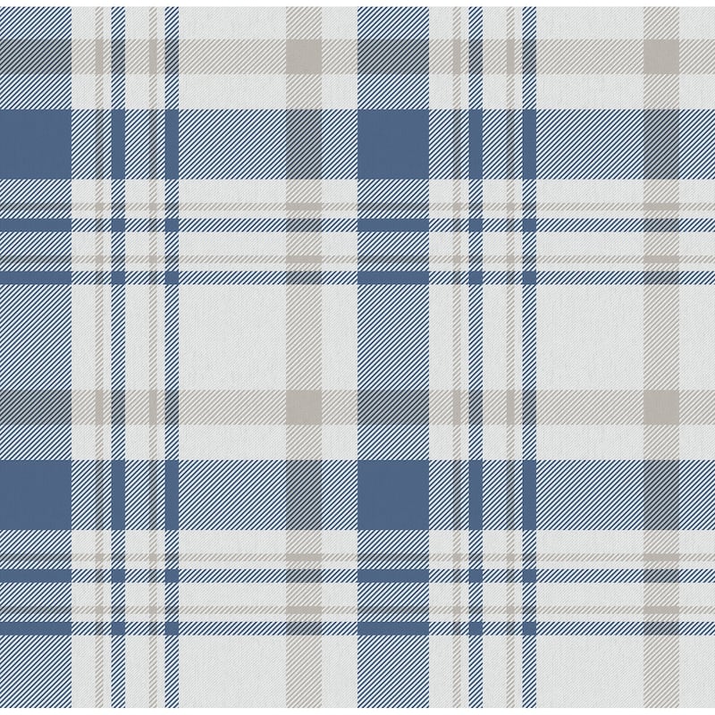 Galerie Wallcoverings Spring Blossom Check Plaid Non-woven Matte Wallpaper Roll - 33 feet x 21 inches - Blue