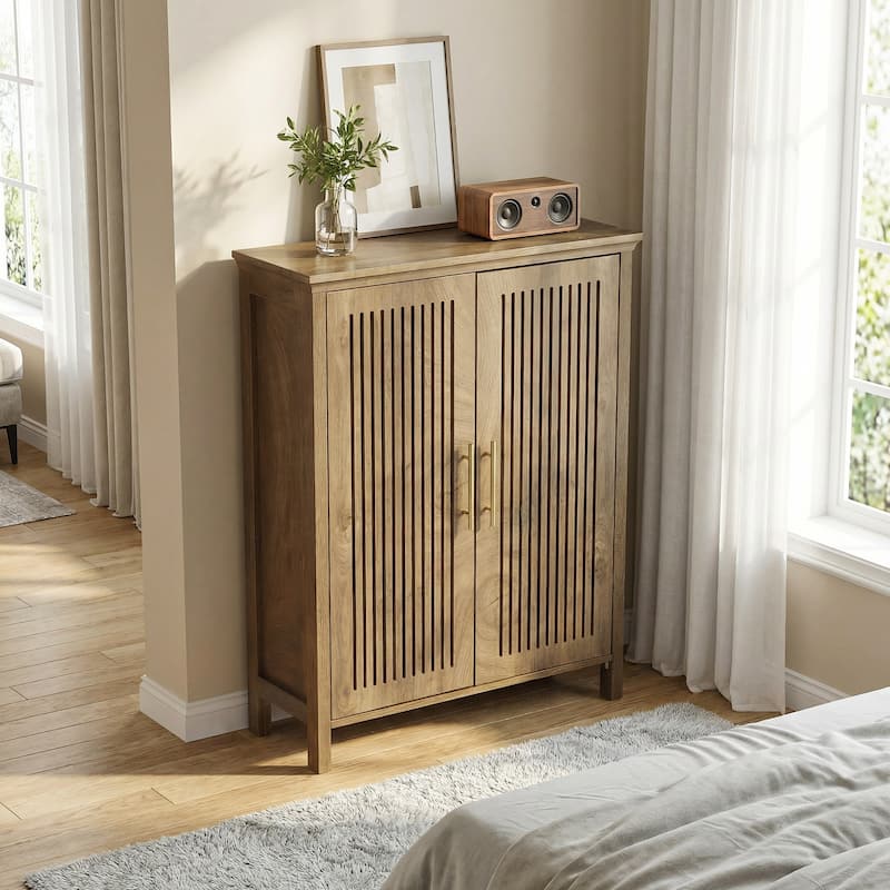 24 Pair Shoe Storage Cabinet With Door And Adjustable Shelves - 5-TIER