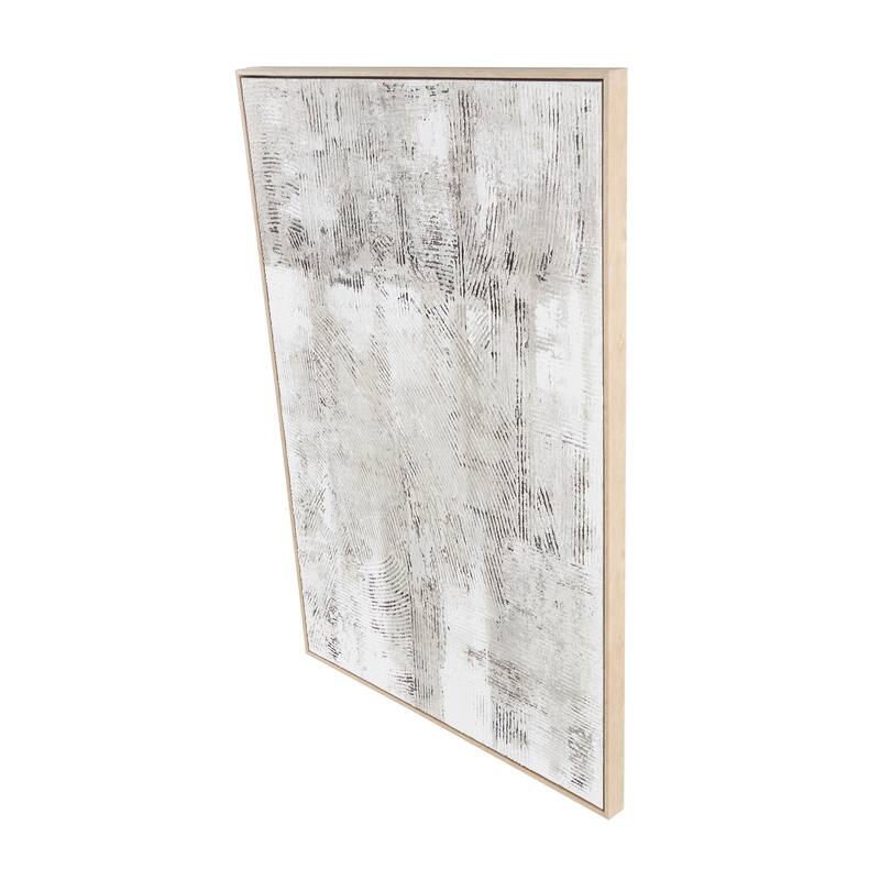 Gray Wooden Textured Abstract Framed Wall Art with Wooden Frame and Black Distressing