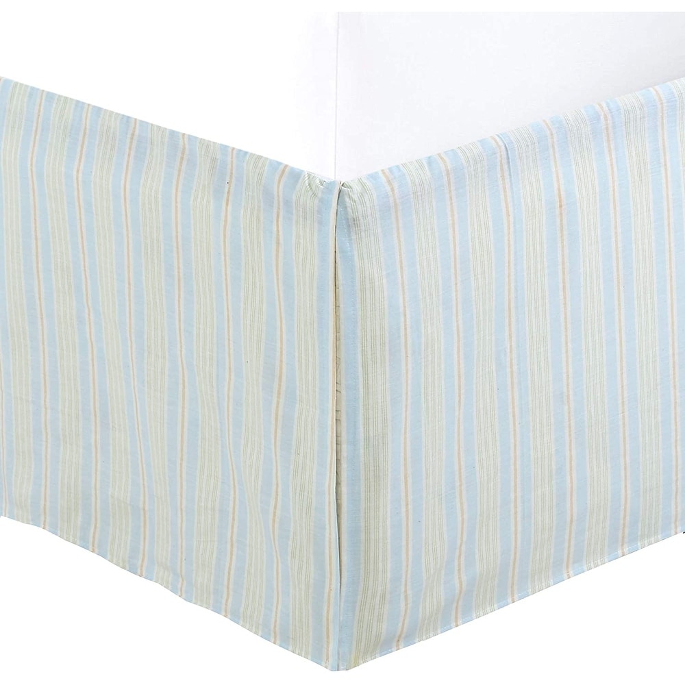 VHC Brands Seneca Queen Size Bed Skirt 60”x80” With 16” Drop Lenght Brown/Green 