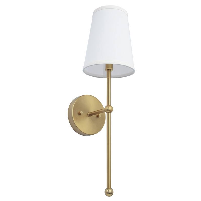 Modern Gold Dimmable 1-Light Wall Sconce with Fabric Shade