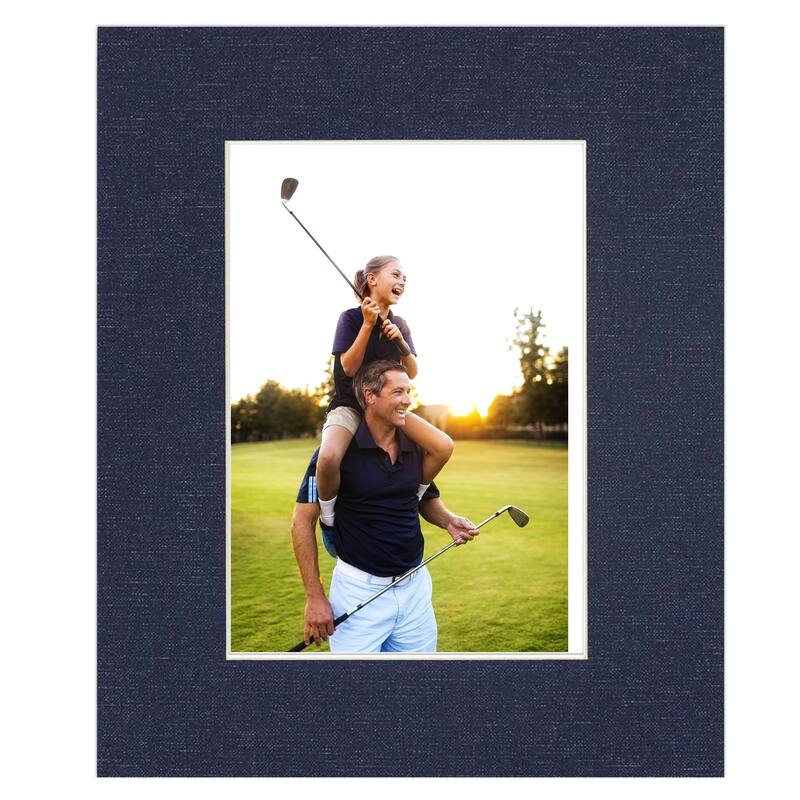 11x14 Mat for 8x10 Photo - Navy Canvas Texture Matboard for Frames Measuring 11 x 14 In- To Display Art Measuring 8 x 10 Inches