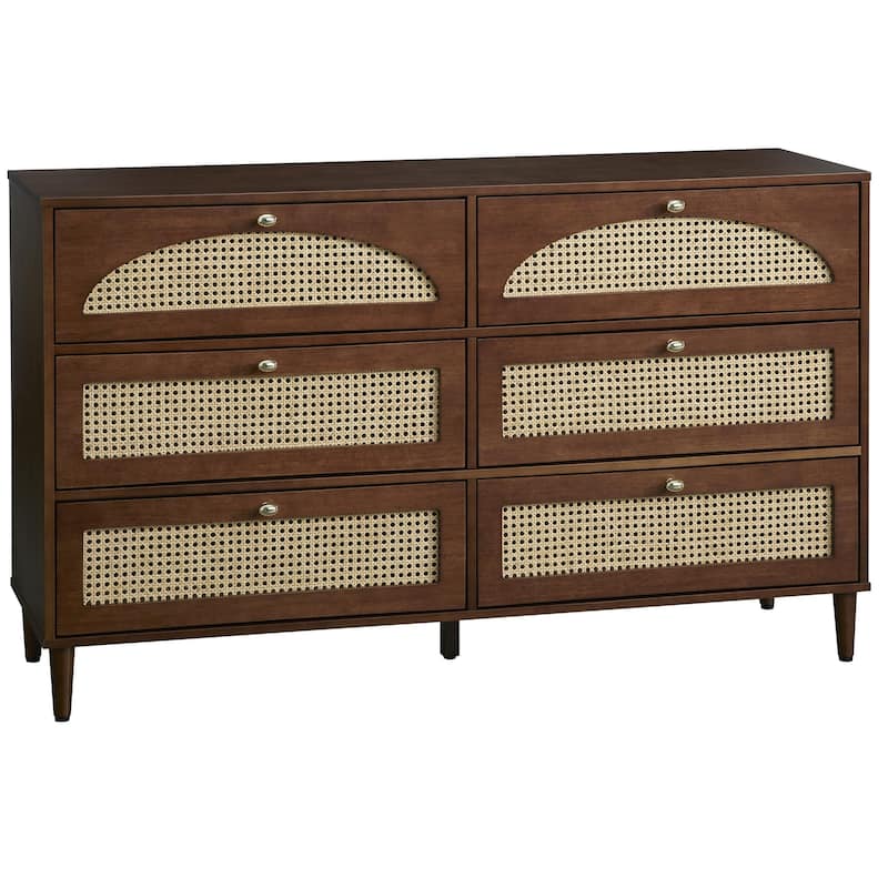 Lifestorey Taylor 6-Drawer Dresser with Natural Cane
