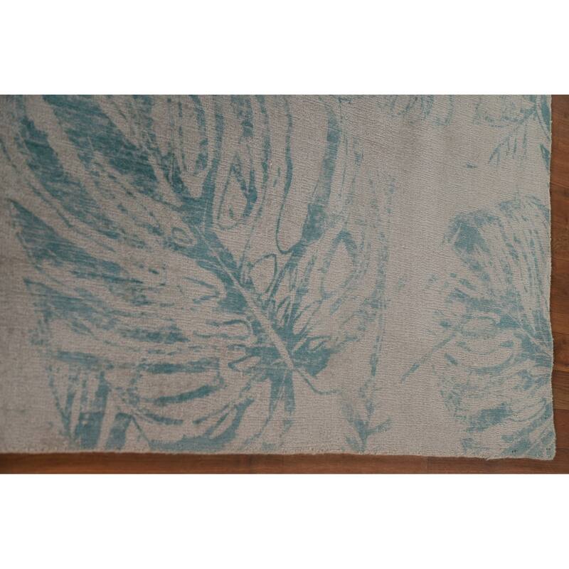 Hand Knotted Oriental 100% Wool Carpet Modern All-Over Beige & Ivories Abstract Area Rug - 8' 0'' X 6' 3''