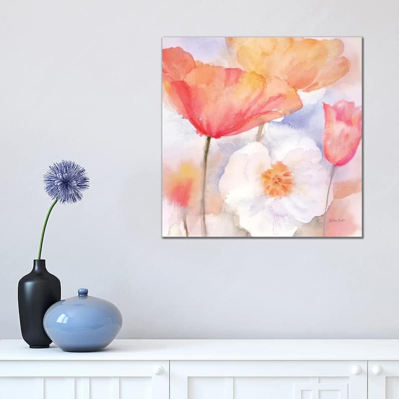 iCanvas "Watercolor Poppy Meadow Pastel I" by Cynthia Coulter Canvas Print - 18x18x1.5