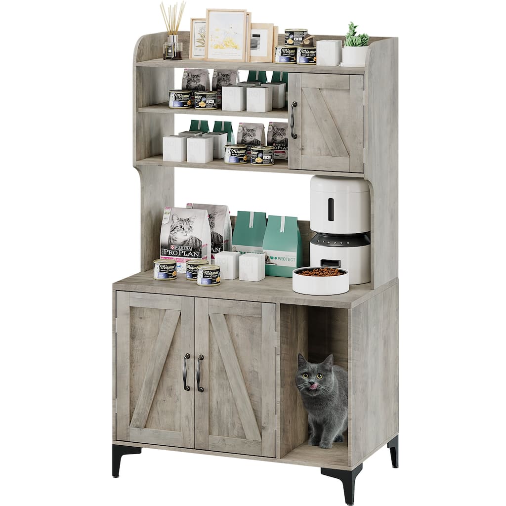 Cat Litter Box Furniture with Shelf Storage