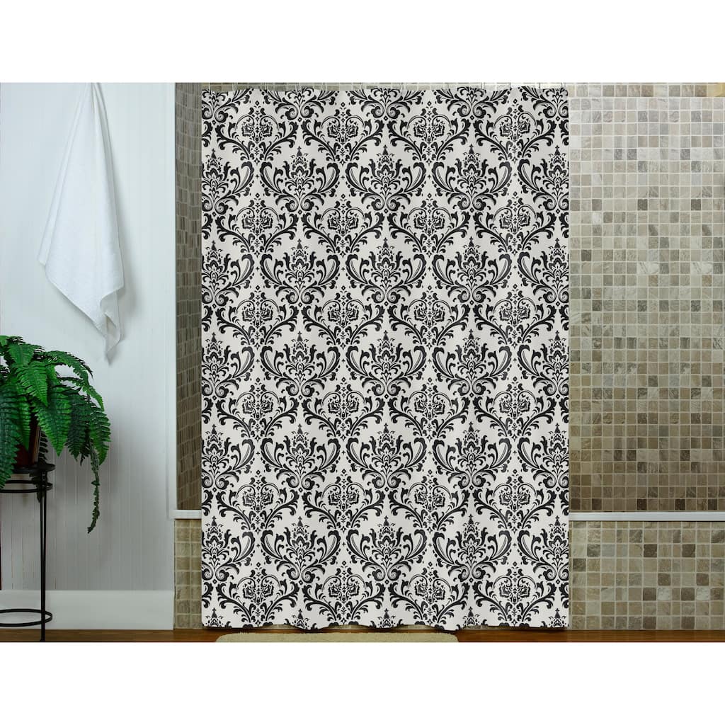 Arbor black and white damask shower curtain