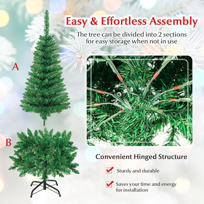 Gymax 4.5ft Colorful Lights Spruce Hinged Tree with 150 Colorful LED - See Details