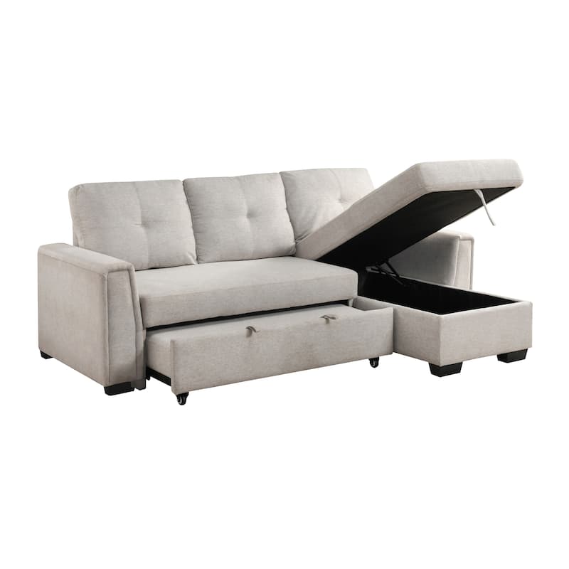Darla 93" Textured 2-Piece Sectional Sofa with Chaise and Pull-out Bed