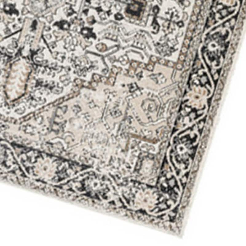 Cal 8 x 10 Area Rug, Persian Inspired Medallion Print, Soft Gray Polyester - 8 x 10