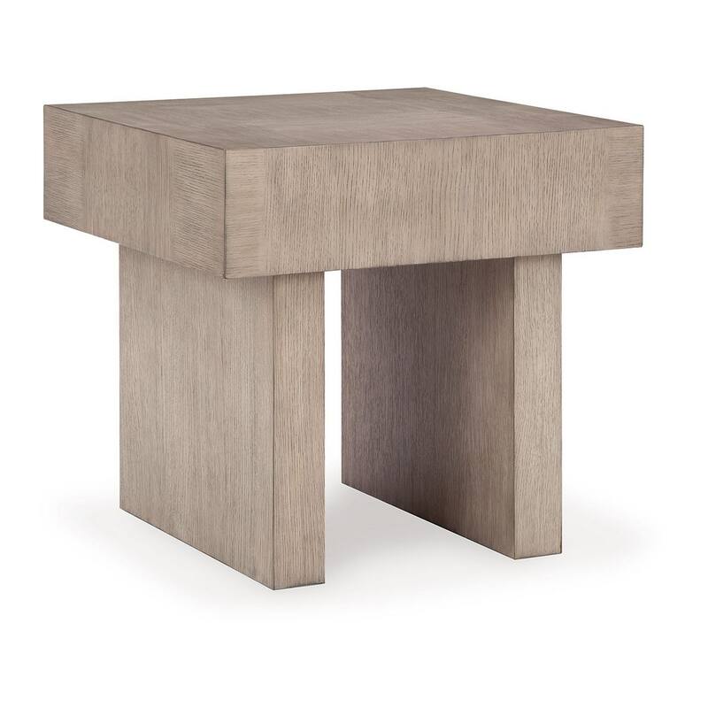 26 in. Light Grayish Brown Square Wood End Table, Sturdy Build End Side Table for Living Rooms
