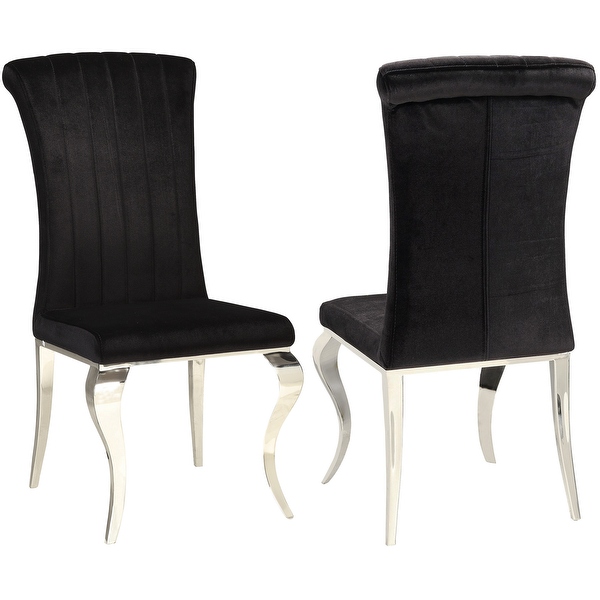 Majestic Cabriola Design Black Velvet Dining Chairs with Chrome