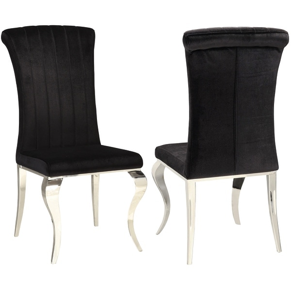 Black velvet dining chairs with chrome legs best sale