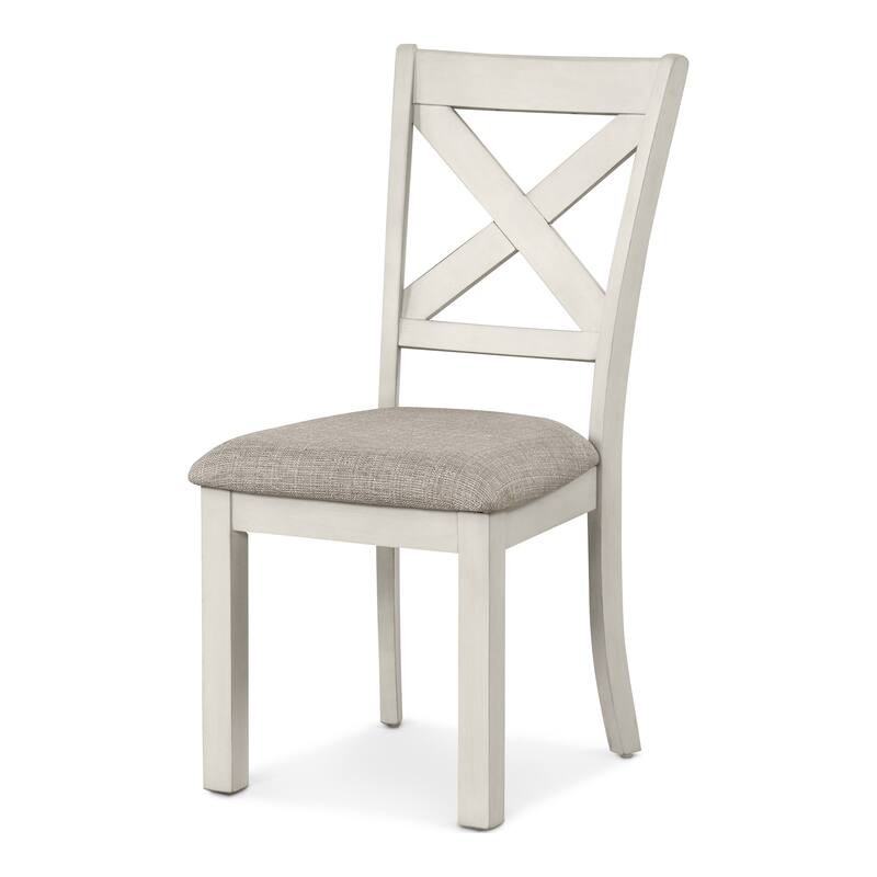 Furniture of America Hesnly Farmhouse Rustic White Oak Wood X-Back Side Chair (Set of 2)