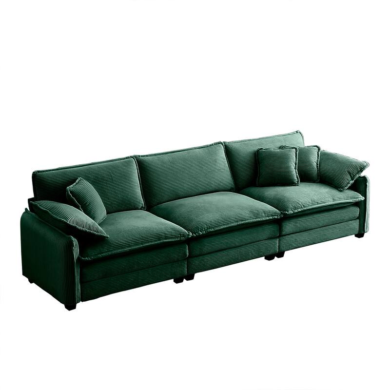 Modern Modular Sofa with 2 Arm Pillows and 3 Throw Pillows and Memory Foam Cushions for Living Room or Guest Room