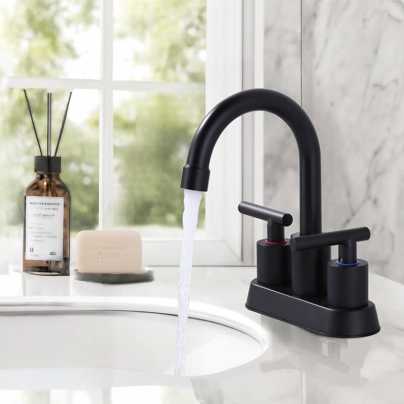 WOWOW 4 in. Centerset Double Handle High Arc Bathroom Faucet