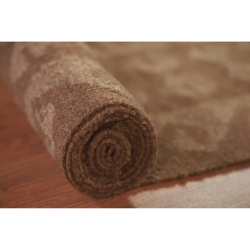 Hand Woven Oriental 100% Wool Carpet Southwestern Geometric Brown Kilim Area Rug - 9' 6'' X 6' 6''
