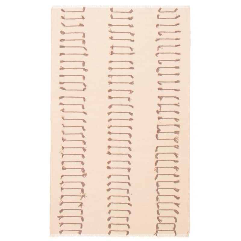ECARPETGALLERY Flat-Weave Marrakech Ivory Wool Kilim - 5' x 8'