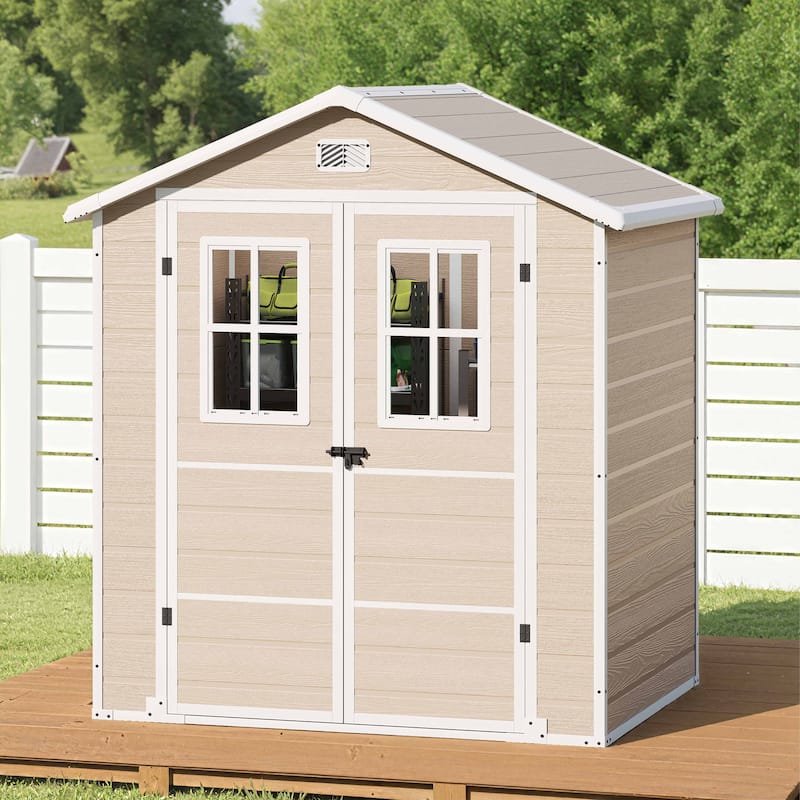 Moasis 6x4.4 Ft Resin Storage Shed - Brown
