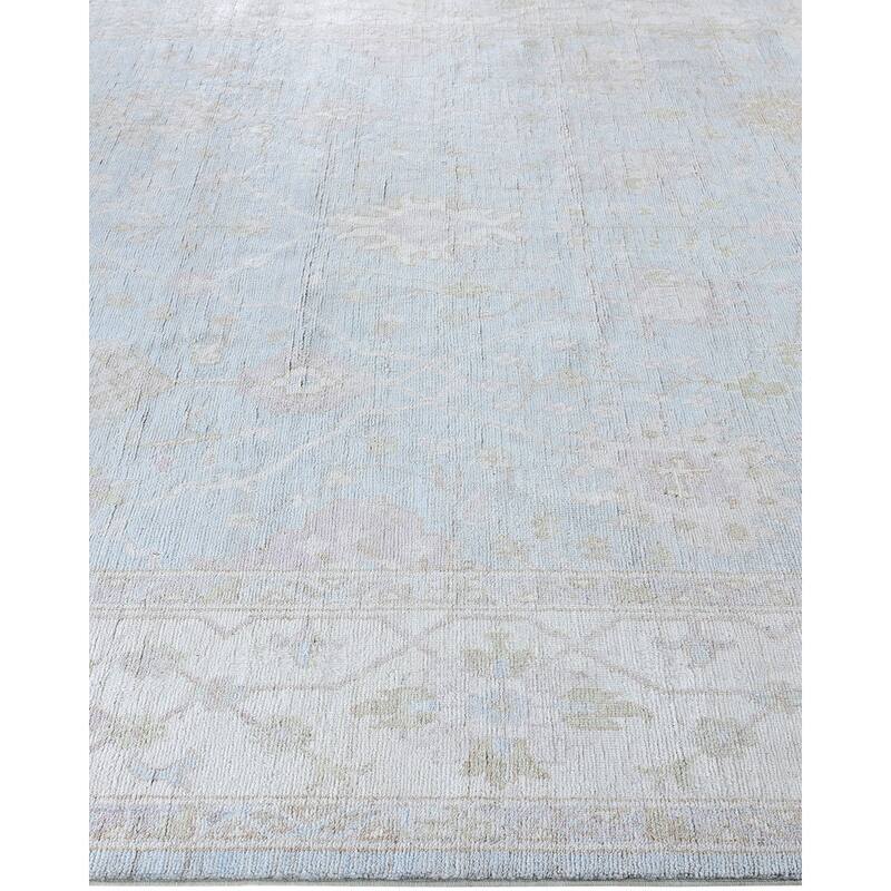 Floral One-of-a-Kind Hand-Knotted Area Rug - Light Blue - 8' 2" x 9' 6"