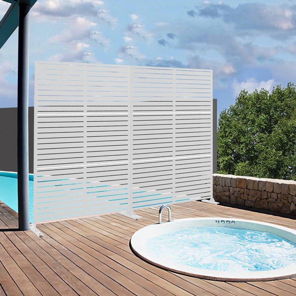 Louvered Metal Privacy Screen Panel Free Standing - 72*47