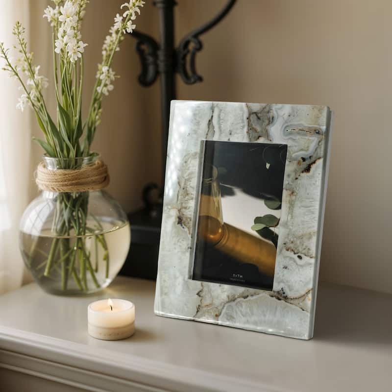 Stone Agate Decorative Frame Accents Modern Glam Style Sleek Display