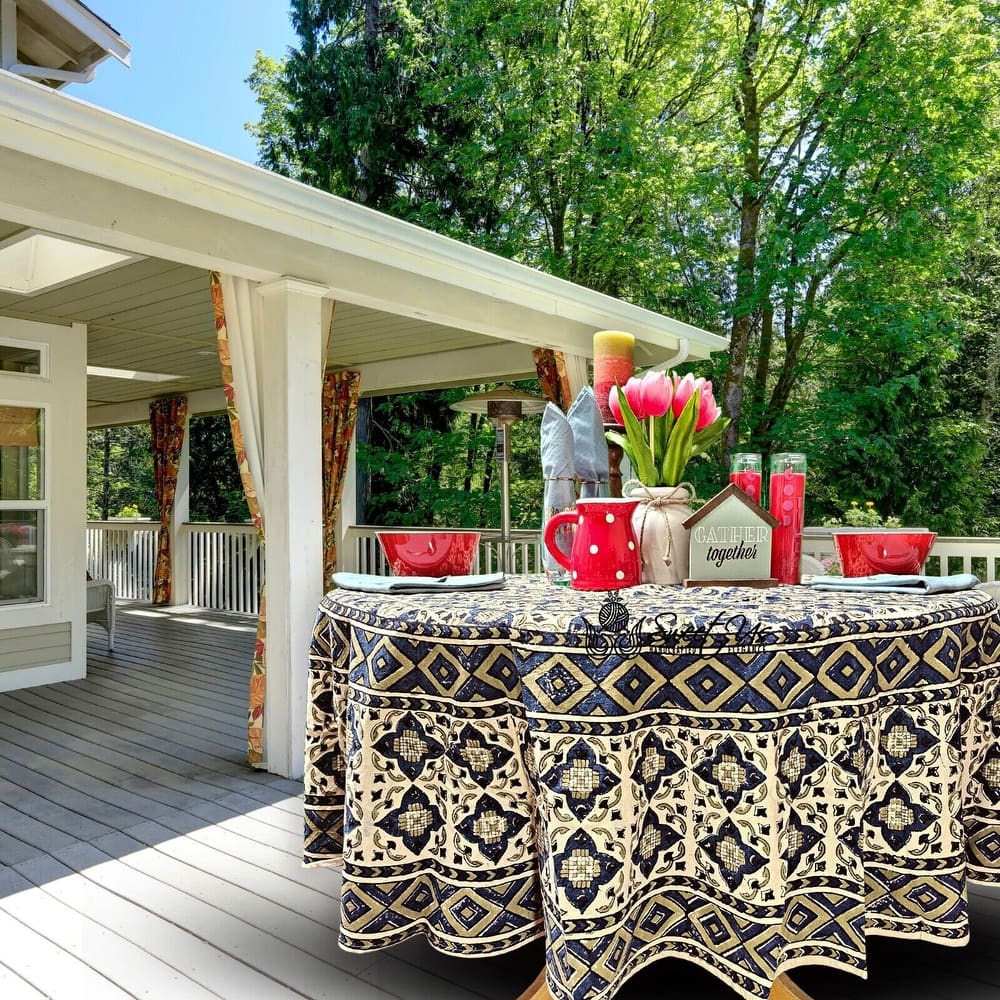 Vegetable Dyed Block Print Cotton Moroccan Tablecloth Collection