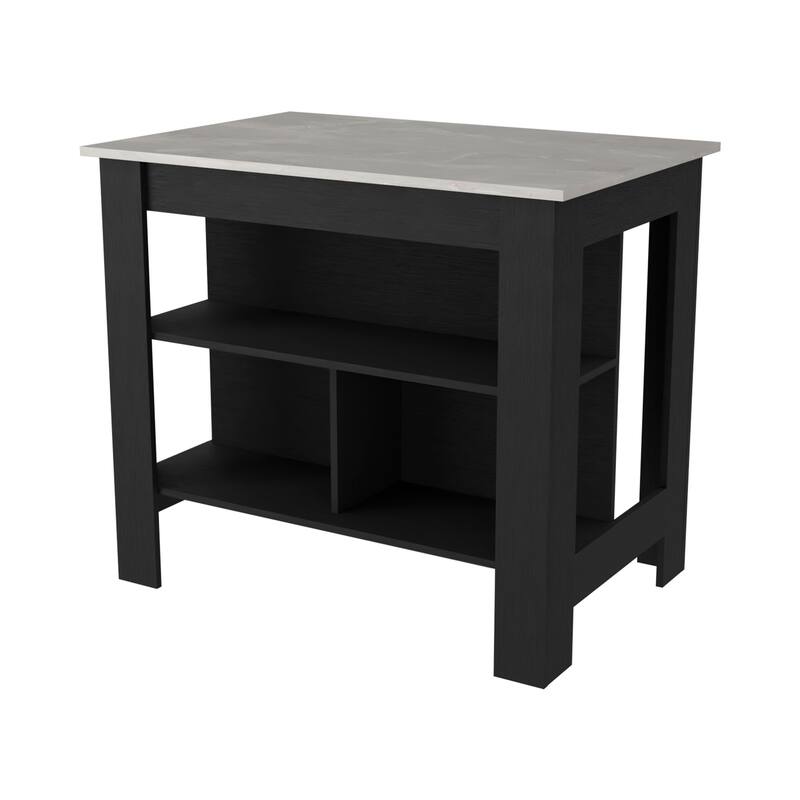 Brooklyn Kitchen Island, Three Concealed Shelves