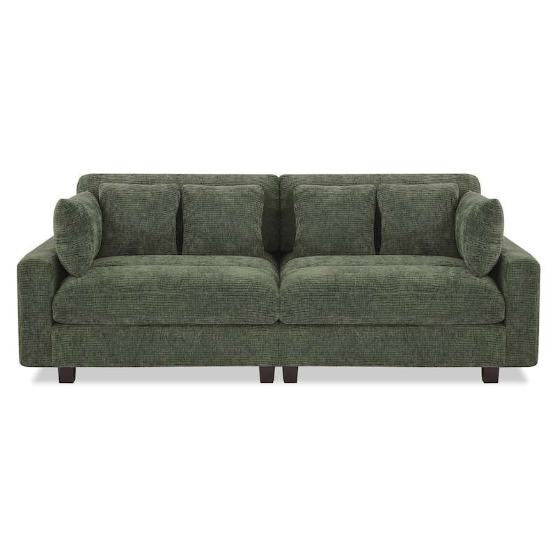 89In Comfy Couch, 3 Seater Sofa With Wood Legs, Chenille Couch For Small Space,Apartment - 89"W X 44.1"D X 33.9"H