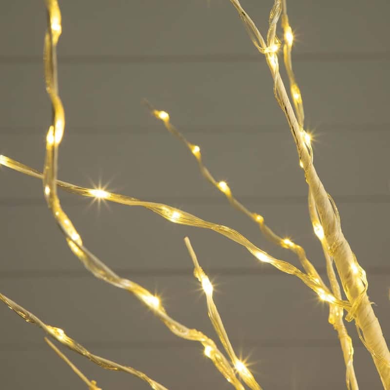 5ft. Pre-Lit Artificial White Birch Tree with 240 Warm White LED Lights - Bright Seasonal Holiday X-Mas Display