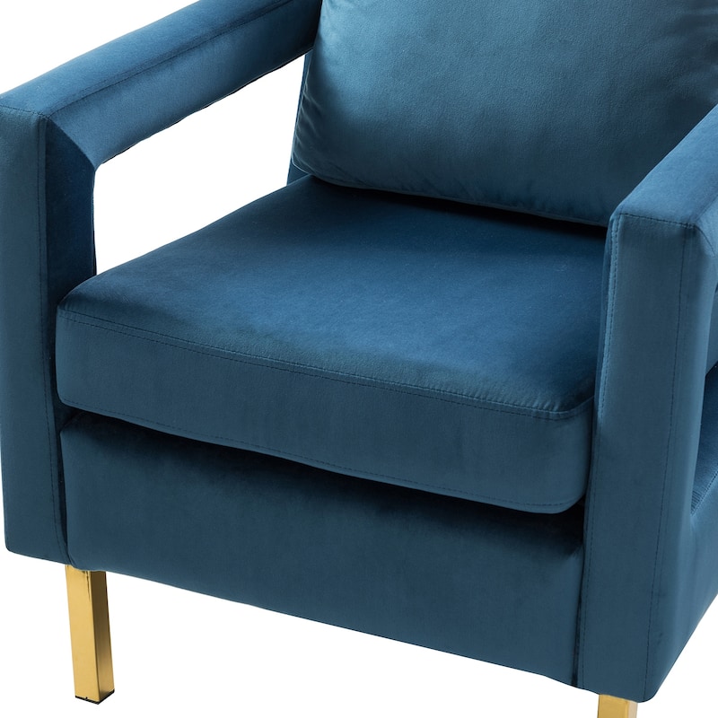Valentina Comfy Accent Armchair with Golden Metal Legs and Removable Cushions by HULALA HOME