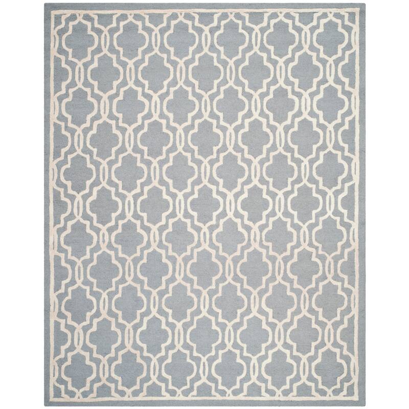 SAFAVIEH Handmade Cambridge Philine Geometric Wool Rug - 11'6" x 16' - Silver/Ivory