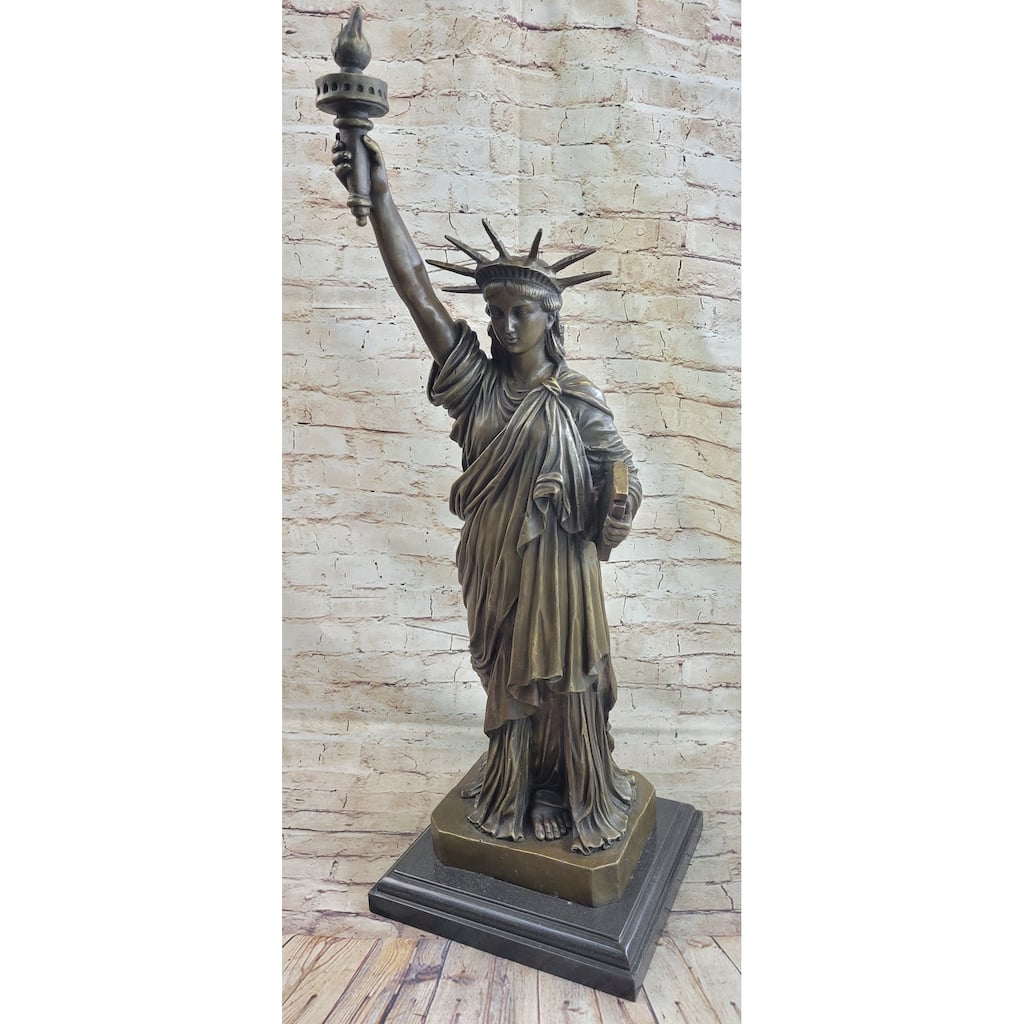 Statue Of Liberty Nyc Bronze Sculpture Statue Figure Replica On Marble Base