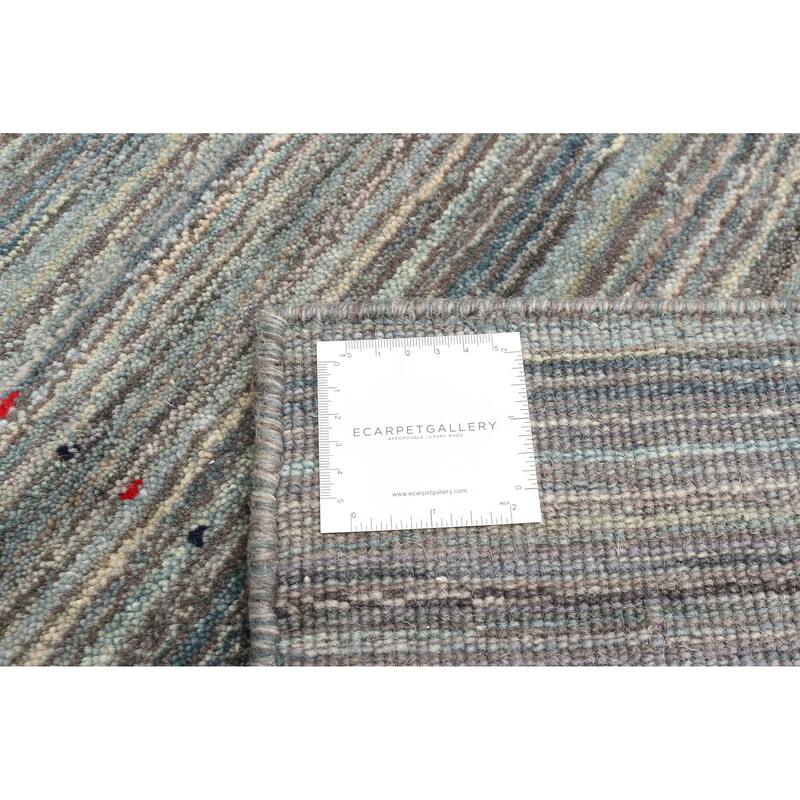 ECARPETGALLERY Hand Loomed Kashkuli Gabbeh Dark Grey Wool Rug - 4'0 x 5'8