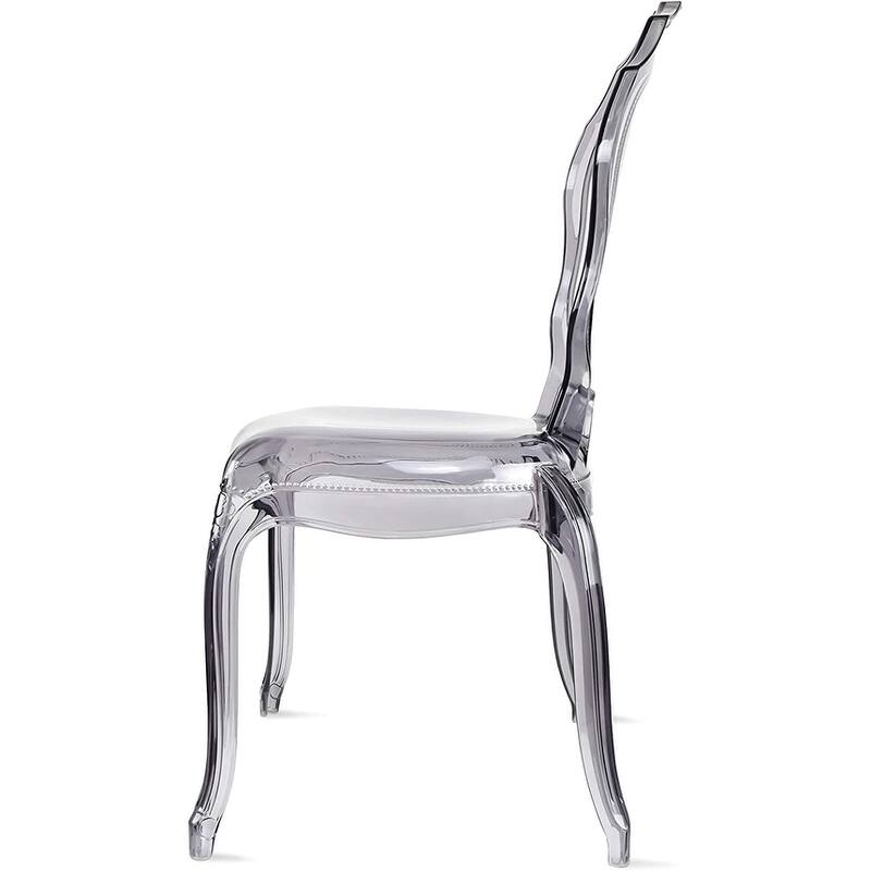 Modern Smoke Transparent Stackable Armless Side Chairs – Molded Polycarbonate Dining & Accent Chairs for Kitchen, Office, Patio