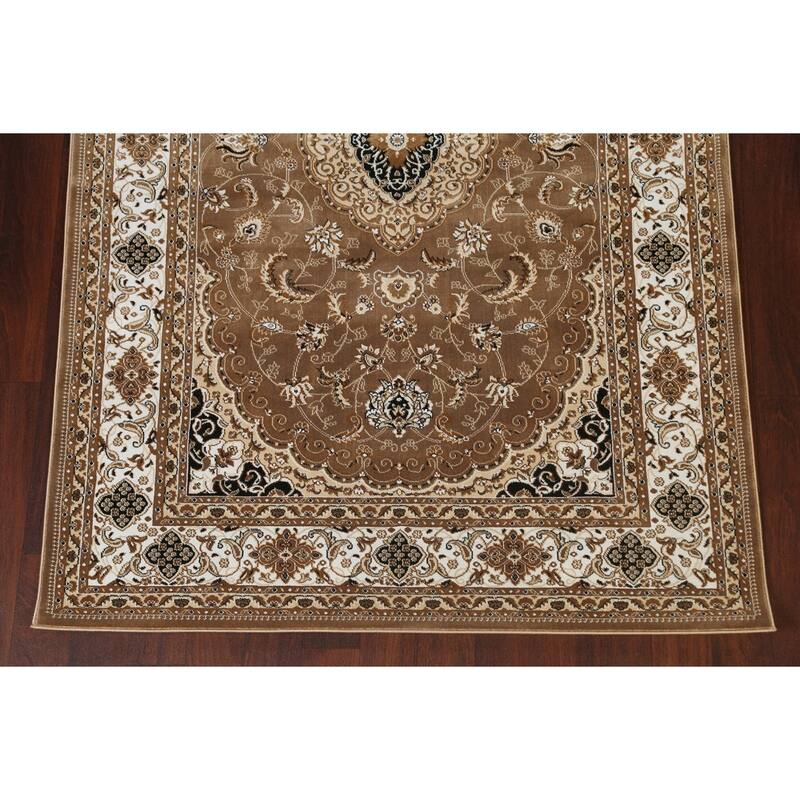 Traditional Brown Floral Oriental Tabriz Area Rug Turkish Carpet