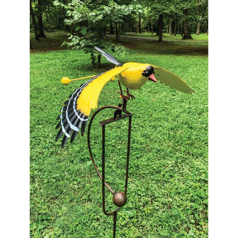 48" Yellow and Black Realistic Finch Rocker Outdoor Garden Stake