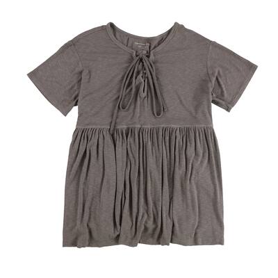 American Eagle Womens Oversized Lace Up Baby Doll Blouse, Brown, Small