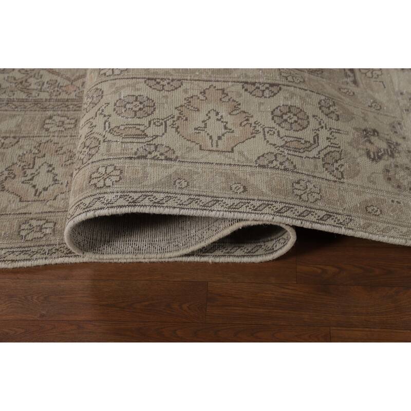 Tabriz Persian Vintage Rug Handmade Living Room Wool Carpet - 9'7" x 13'0"