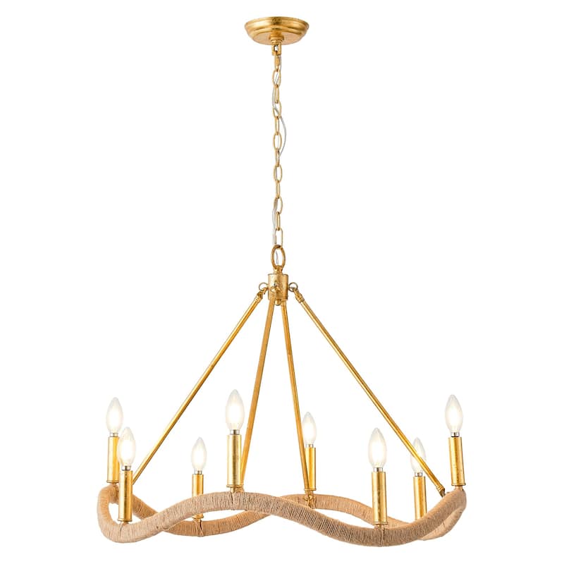 28" 8-Light Golden Modern Candle Chandelier