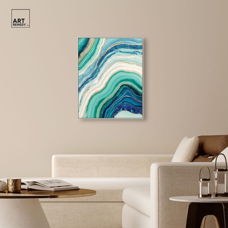 Blue Green Abstract Agate I Canvas by Art Remedy
