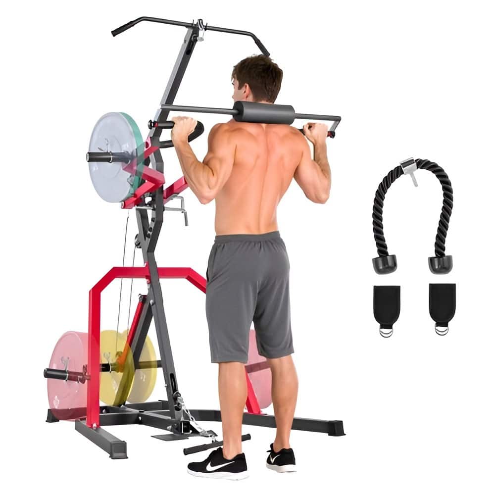 Multi-Color Steel Home Squat Machine with Lat Pulldown, Low Row and Accessories - 25.2 x 8.7 x 53.5 in