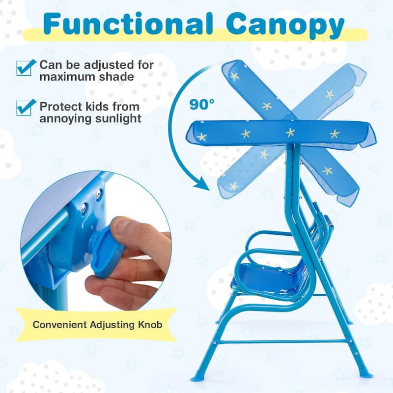 Costway 2-Seater Toddler Porch Swing Chair with Metal Stand Adjustable - See Details