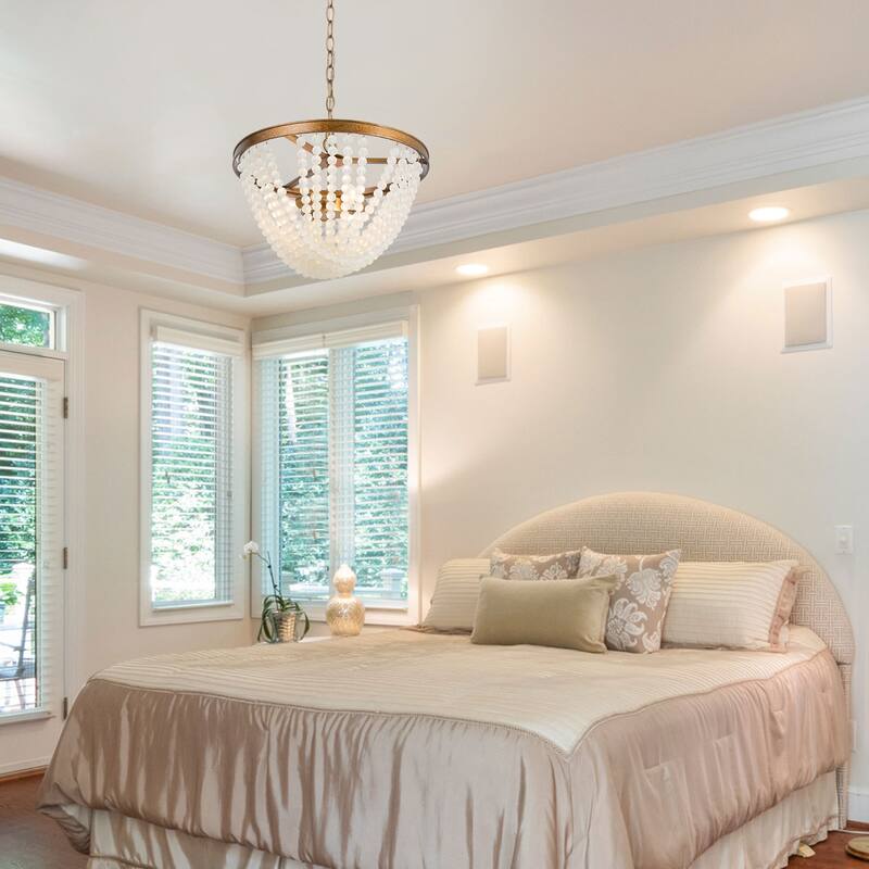 Mid-century Modern Boho 3-light Glass Beads Chandelier