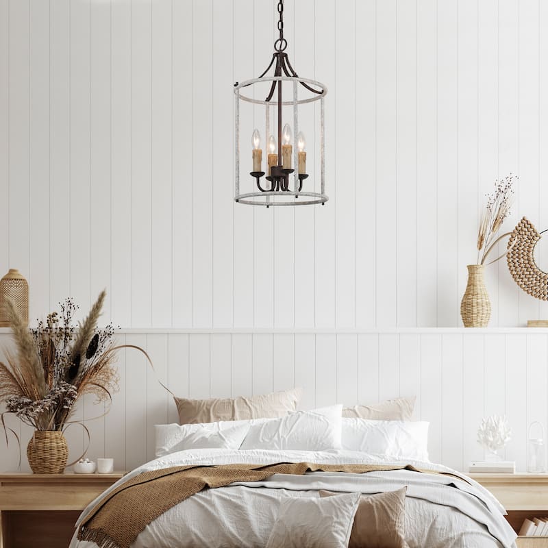 Farmhouse 4-Light Lantern Chandelier Cage Island Lights for Dining Room