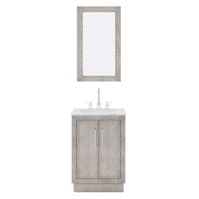Hugo Carrara Marble Countertop Vanity with Mirror and Gooseneck Faucet